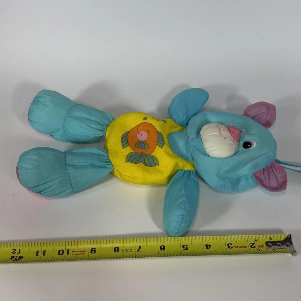 Playskool Water Pets Vintage Blue Cat Teddy Bear #412 Plush Toy Bath Animal 1988